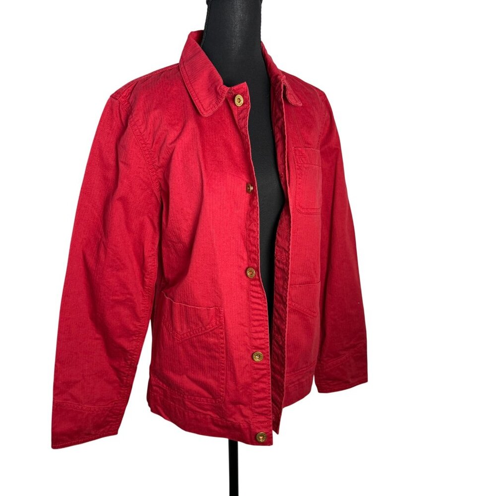 Alex Mill Womens Canvas Work Chore Jacket Red Gold Size L Utilitarian Workwear - Picture 8 of 9
